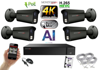 Monitorrs Security 4K IP 4 kamerový set 8 Mpix GTube (6379K4)